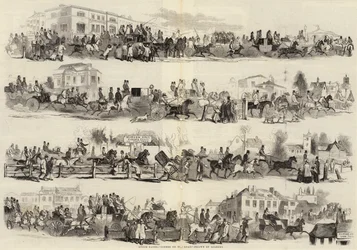 Epsom Races, scener på vägen